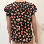 Kate Spade New York medium ditsy rosed flutter sleeve keyhole top TB2 2893 Black Photo 4