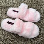 Wild Diva Baby Pink Faux Fur Double Band Slides Photo 2