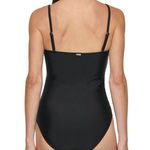 DKNY Shirred Ruched Black Bandeau One Piece Swimsuit Bathing suit Photo 3