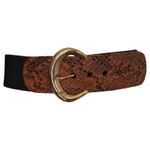 Vintage Black Stretch Belt With Faux Suede Snake Print Buckle Photo 2
