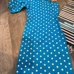 ZARA  // turquoise polka dot 1 puff shoulder knit size L Photo 9