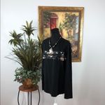 Women Size Large Black Floral Long Sleeve Top Pullover Round Neck Wimsigoth Photo 5