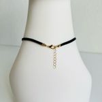Dolls Kill ⭐️Black Leather Gold Bar Double Cross Slider Minimalist Choker Necklace Photo 4