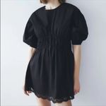 ZARA  Cotton Black Puff Sleeve Dress Photo 1
