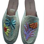 Farm Rio Brand New Womens Tropical Raffia Straw Mules with Embroidered details Photo 0