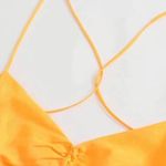 ZARA Bloggers Fav Orange Midi Satin Effect Casual Maxi Slip Dress Orange Photo 11