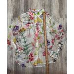 Equipment Femme Sheer Floral Silk Button Up Shirt Size Medium White Photo 2
