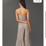 Sage Cute Smocked top skinny tie strap wide ruffle leg jumpsuit confetti boho festive Photo 2