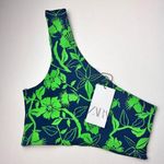 ZARA  Women’s One Shoulder Palm Print Jacquard Cross Over Crop Top Sz L NWT Photo 0