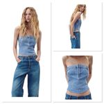ZARA The Jean Top In Medium Blue Corset Womens Xs Strapless Bustier Denim NWT Photo 1
