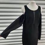 New Look Dress Women 1X Black Long Sleeve Cold Shoulder Quarter Zip Bodycon Photo 1