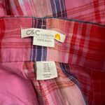 C&C California  Linen Pleated Trouser Shorts High Waist Size 6 Pink Plaid Photo 1