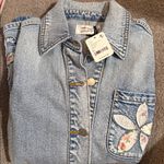 Free People  x DRIFTWOOD Embroidered Denim Jacket Shabby Chic Floral XS Photo 4