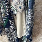 Skies Are Blue Skies Are Blue Anthro Boho Maxi Dress Blue White Paisley Print Smock Back M Photo 7