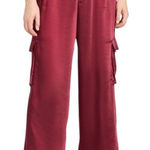 LNA‎ Clothing Pants Women Medium Red Silky Cargo Pants Wide Leg Luxury Retro Photo 0