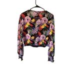 It's Pink Women's Shear Flora Flare Sleeve Crop Top Black Size XL Photo 1