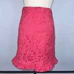 Free People  Coral Pink Floral Lace Ruffle Short Mini Skirt 4 Photo 6