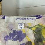 Lavender Brown Silk Floral Sheer Top Flutter Bell Sleeve Feminine Size XS Photo 4