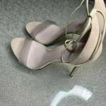 Schutz  N7530* Women’s Josseana Open Toe Eggshell Ecru Nubuck High-Heel Sandals Photo 1