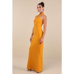 Lulus NWT  Mesmerizing Perfection Yellow Halter Neck Backless Maxi Dress Size M Photo 4