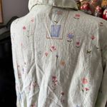 Vintage 90’s Hot Cotton Gardencore Floral 100% Linen Long Sleeve Top Green Photo 7