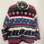 Alfred Dunner Vintage Fair Isle Fleece Jacket Sweater Size L Winter Christmas Photo 0