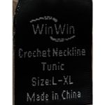 Win Win Women's Cream Crochet Neckline Quarter‎ Sleeve Tunic Size L/XL Photo 2