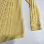 LL Bean Butter Yellow Double L Mixed Cable Open Front Cardigan Sweater MEDIUM Photo 1