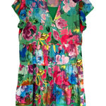 Sunny Leigh Floral Tiered Mini Babydoll Dress Women's M Green Feminine Dainty Photo 0
