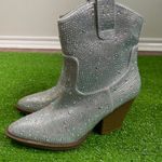 Forever Women’s Size 5.5 Silver Rhinestone Western Ankle‎ Boots Glam Bedazzled Photo 4
