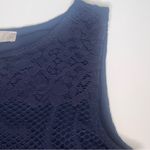 Loft Lace Overlay Scalloped Hem Sleeveless Lined Navy Blue Top Blouse Size XXSP Photo 6