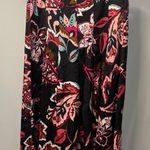 T Tahari T Tahari Womens Floral Print Midi Skirt Elastic Waist Pink Black XS Photo 0