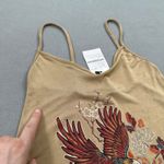 NWT Zara Trafaluc Mini Dress Women Size S Tan Brown Eagle Embroidered Sleeveless Photo 7
