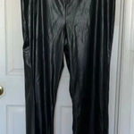 Pretty Little Thing  Plus Flare Black Faux Leather Trousers Size 3X Photo 0