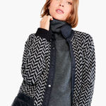 Nic+Zoe NWT  Quilted Mix Media Coat Size SMALL Knit Black‎ Patch Pocket Photo 0