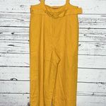 Forever 21 NWT Size L Golden Yellow Linen Blend One Piece Pant Jumpsuit w/ Belt Photo 0