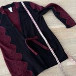 Chico's Chico’s 100% Cotton Tie Front Cardigan Jacket Black Cranberry Jacquard L (2) Photo 4