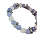 Natural Angelite and Selenite Crystal With Butterflies Floral 7" Beaded Bracelet Purple Photo 2