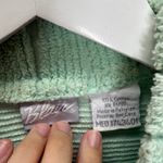 Blair Vintage Chenille Robe Button Front Mint Green Size M Striped Texture Photo 4