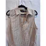Mlie Gabrielle Tan White Stripe Collared Dress Plus Size 1X Linen Photo 2