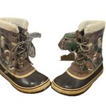 Sorel  Pac Tan Graphic Lace Up Fur Trim Winter Snow Boots Women Sz 8 Photo 3