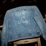 J.Crew CUSTOM Embroidered & Pearl Embellished “Wife of the Party” Bridal Denim Jacket Photo 5