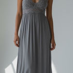 Free People Free‎ People Adella Lace Maxi Dress Slate Gray XS S Photo 0