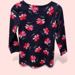 Cute Joules navy pink floral solid quality cotton top Size 4 Photo 3