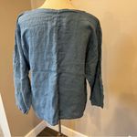 Light Blue 100% Linen Made In Italy 3/4 Sleeve Top Women’s Size Medium Photo 3