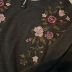 EXPRESS dark gray floral embroidered sweater size medium New Photo 2