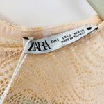 ZARA NEW  Beige Wavy Lace Scallop Hem Sheer Knit Long Sleeve Crop Top Small Y2K Photo 5