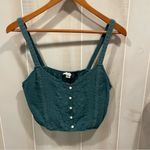 American Eagle Cute  evergreen eyelet faux button front crop top Photo 4
