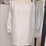 Michael Kors SILKY BLOUSE OFF THE SHOULDER LEATHER adj.STRAPS ROUCHING SLEEVES Photo 2