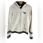 Victoria's Secret  M Spellout Pink Pink Lux Hoodie Jacket Black Sequin Stripes Photo 2